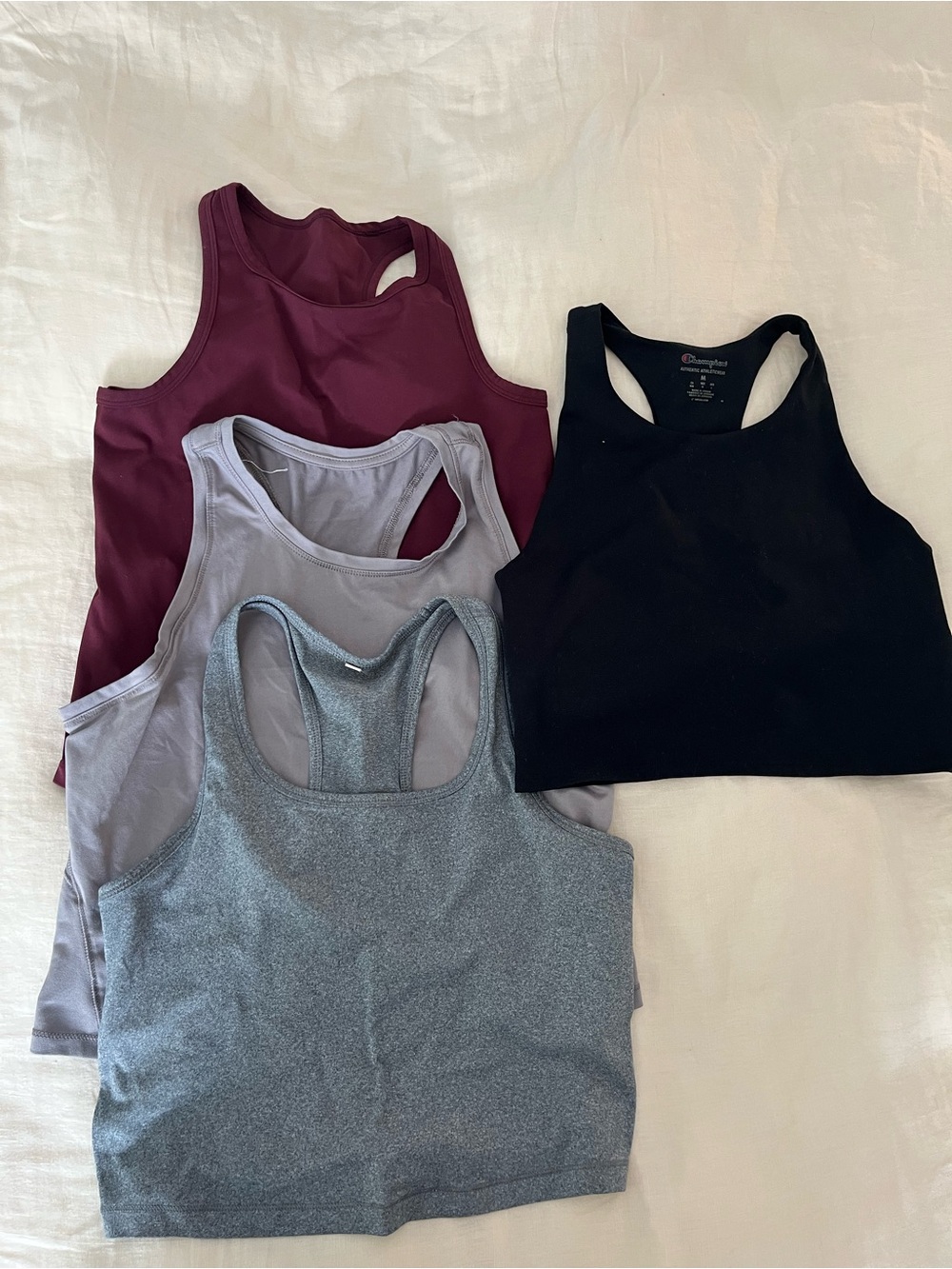 Racerback Crop Tops Pack — Black, Maroon, Gray, Lavender